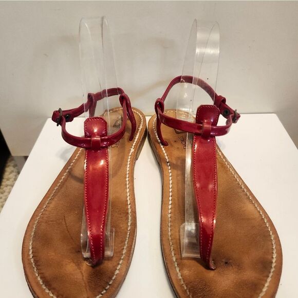 K.JACQUES St. Tropez "PICON" Red Patent Leather Thong Sandals sz.8/38 Ret.$270 - Picture 6 of 12